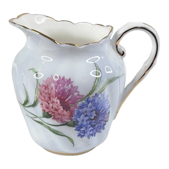 VTG Paragon CREAMER & Open SUGAR BOWL Set Cornflower Pink Blue Flowers Gold Trim - Picture 3 of 9